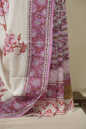 White HBP Cotton Saree - SRWCS3728