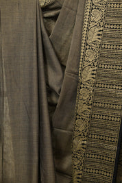 Dark Grey Narayan Peth Cotton Saree - SRDGNPCS88