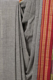 Grey Big Checks Cotton Patteda Anchu Saree - SRGPAS253