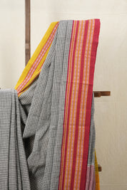 Grey Big Checks Cotton Patteda Anchu Saree - SRGPAS253