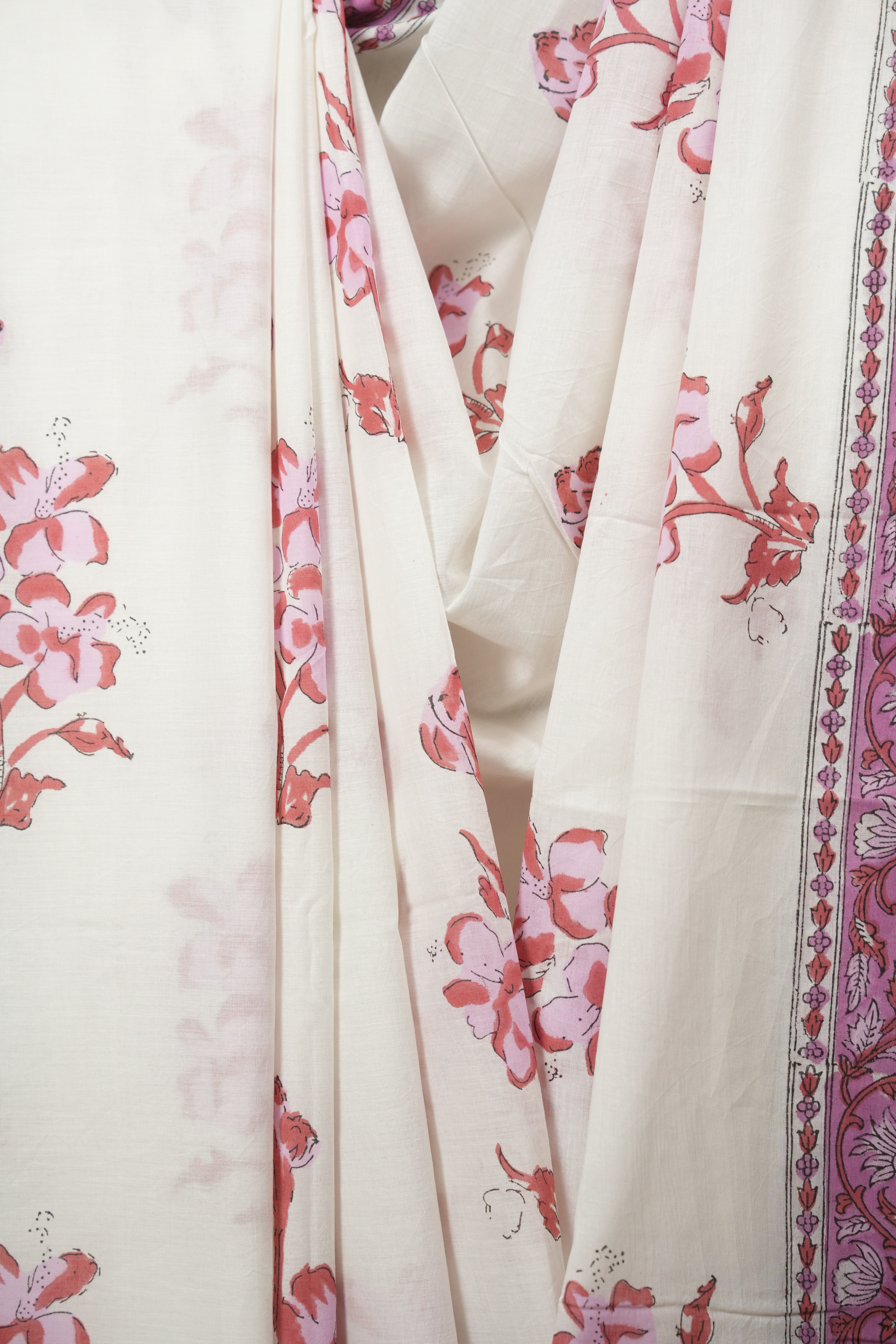 White HBP Cotton Saree - SRWCS3728