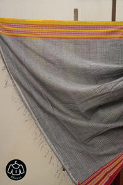 Grey Big Checks Cotton Patteda Anchu Saree - SRGPAS253
