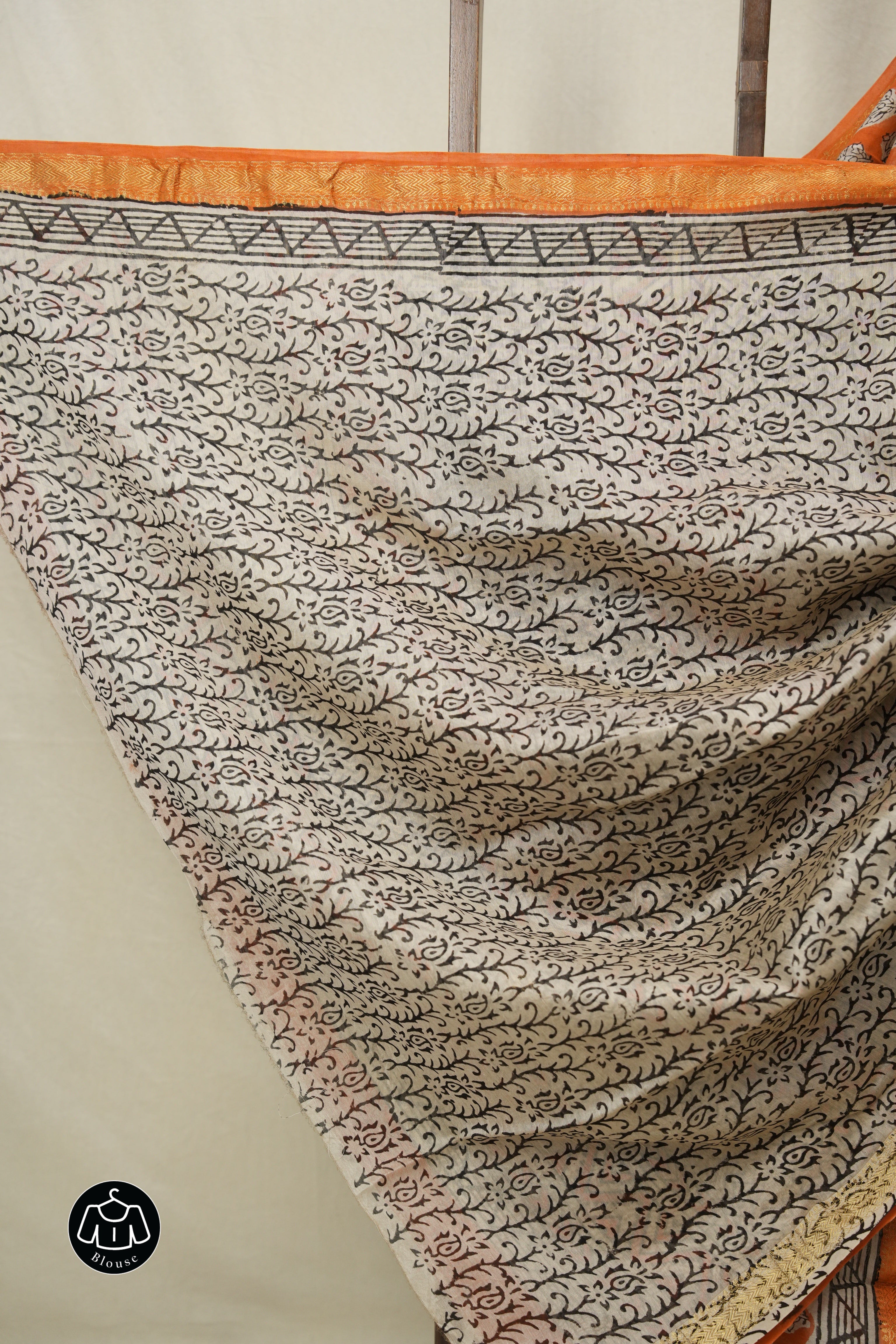 Orange HBP Cotton Silk Saree With Maheshwari Border - SROCSS1564