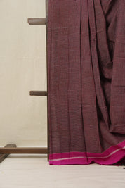 Maroon Small Checks Cotton Patteda Anchu Saree - SRMPAS263