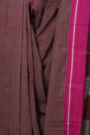 Maroon Small Checks Cotton Patteda Anchu Saree - SRMPAS263