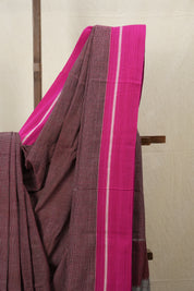 Maroon Small Checks Cotton Patteda Anchu Saree - SRMPAS263