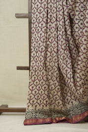 Cream HBP Cotton Silk Saree With Maheshwari Border - SRCCSS1558