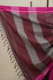 Maroon Small Checks Cotton Patteda Anchu Saree - SRMPAS263