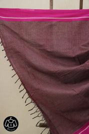 Maroon Small Checks Cotton Patteda Anchu Saree - SRMPAS263
