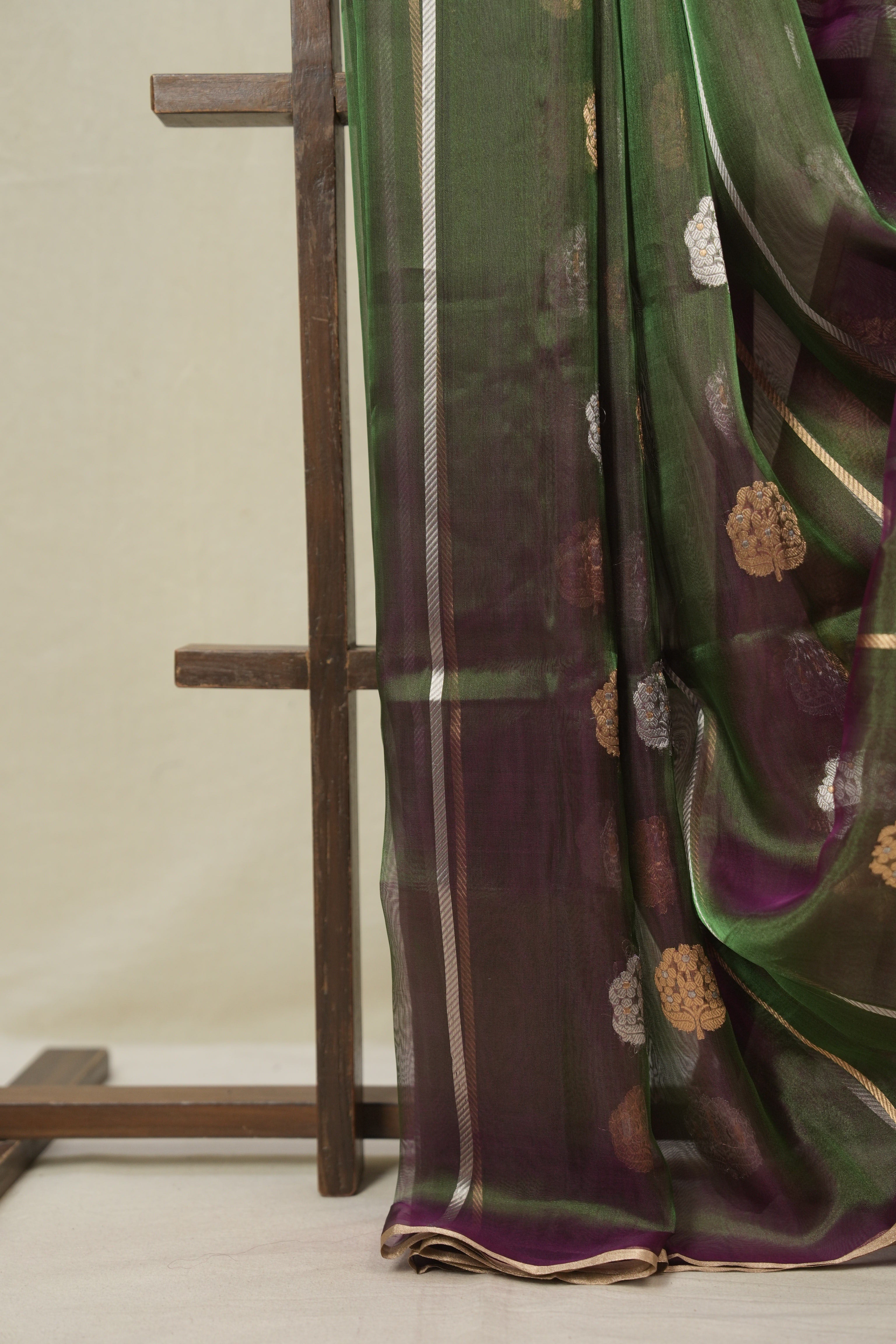 Two Tone Green Tissue Banarasi Silk Saree - SRTTGTBSS61