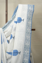 White HBP Cotton Saree - SRWCS2968