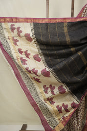 Cream HBP Cotton Silk Saree With Maheshwari Border - SRCCSS1558