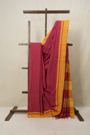 Red Big Checks Cotton Patteda Anchu Saree - SRRPAS235