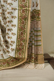 White HBP Cotton Saree - SRWCS3733