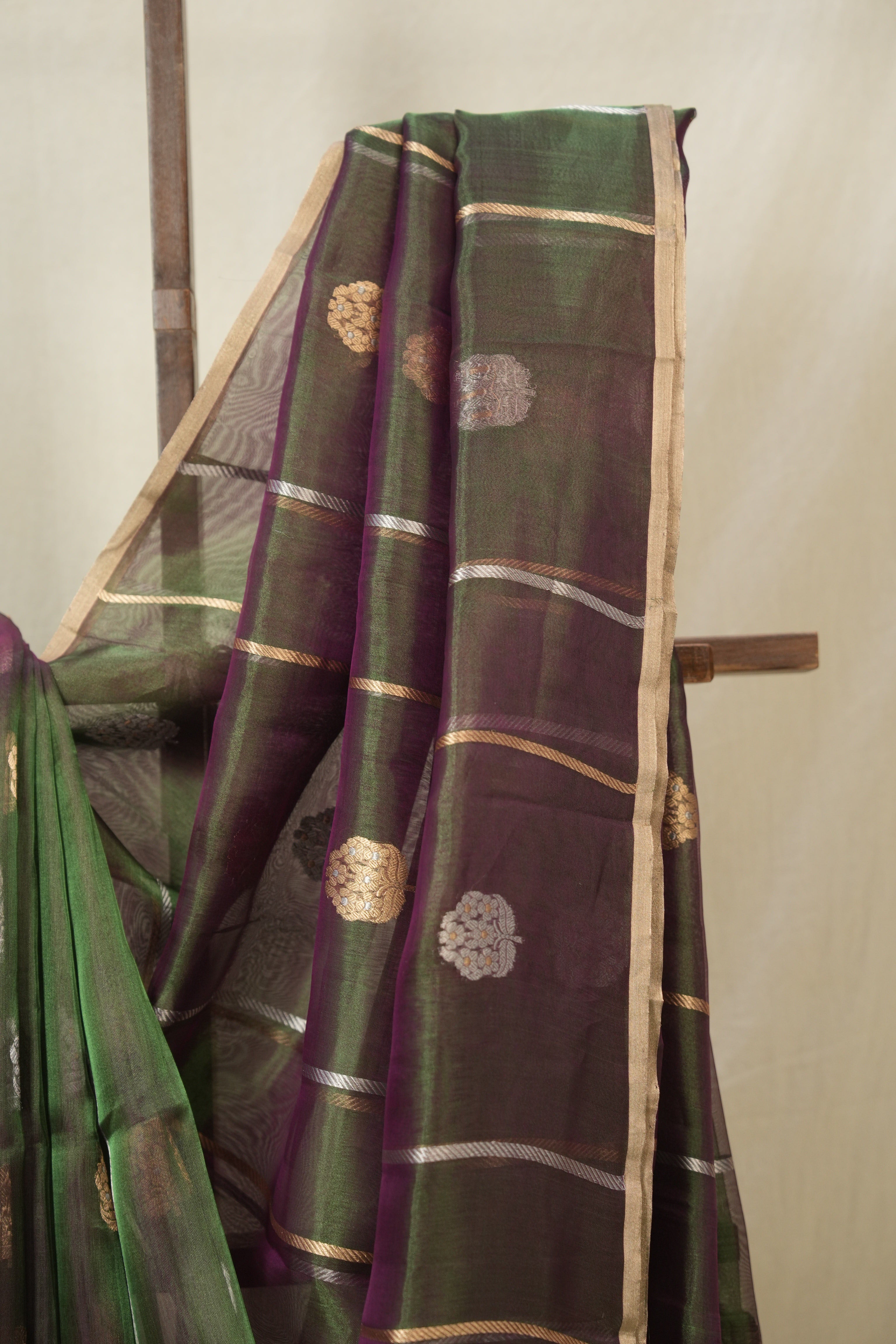 Two Tone Green Tissue Banarasi Silk Saree - SRTTGTBSS61