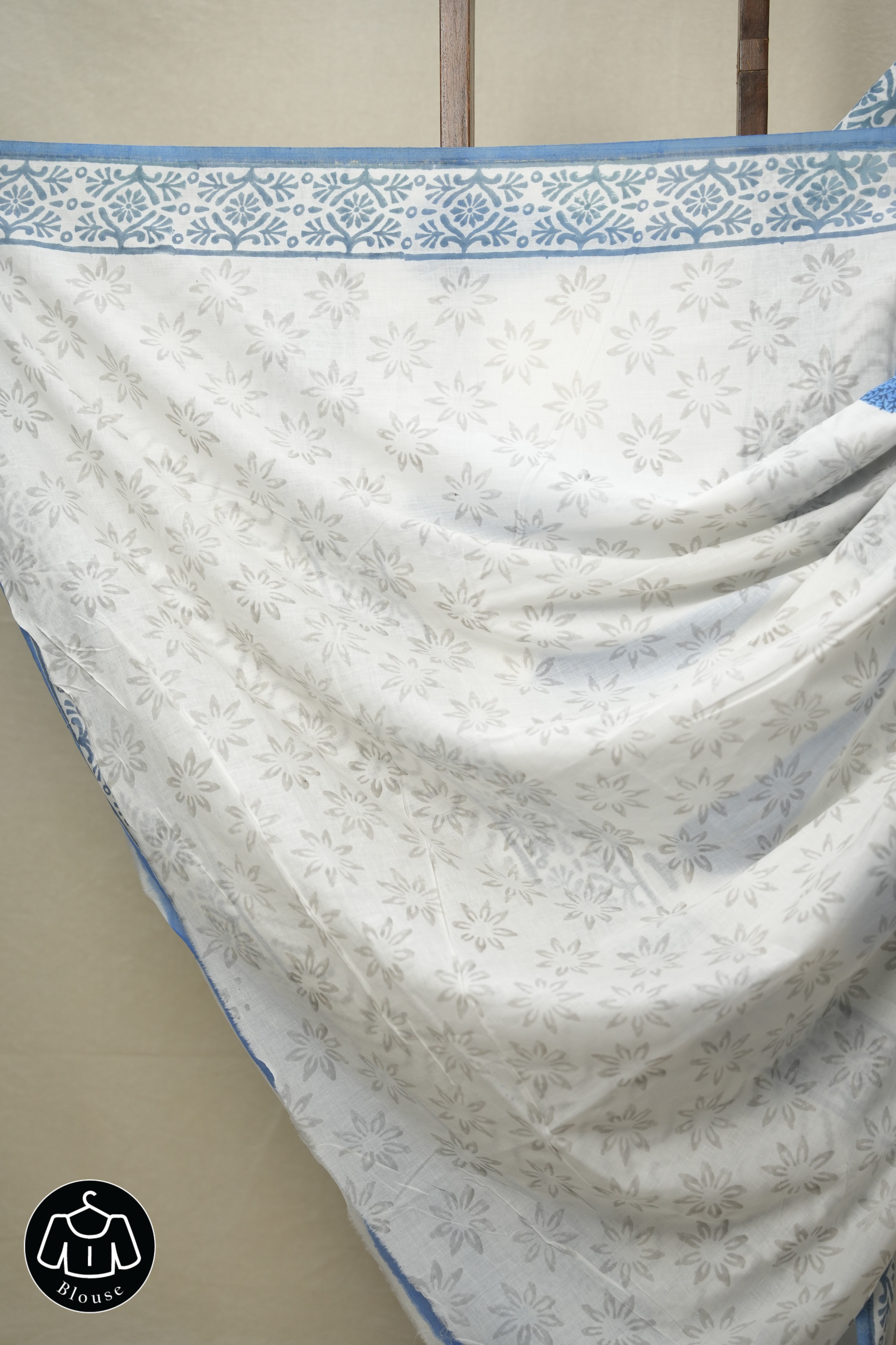 White HBP Cotton Saree - SRWCS2968