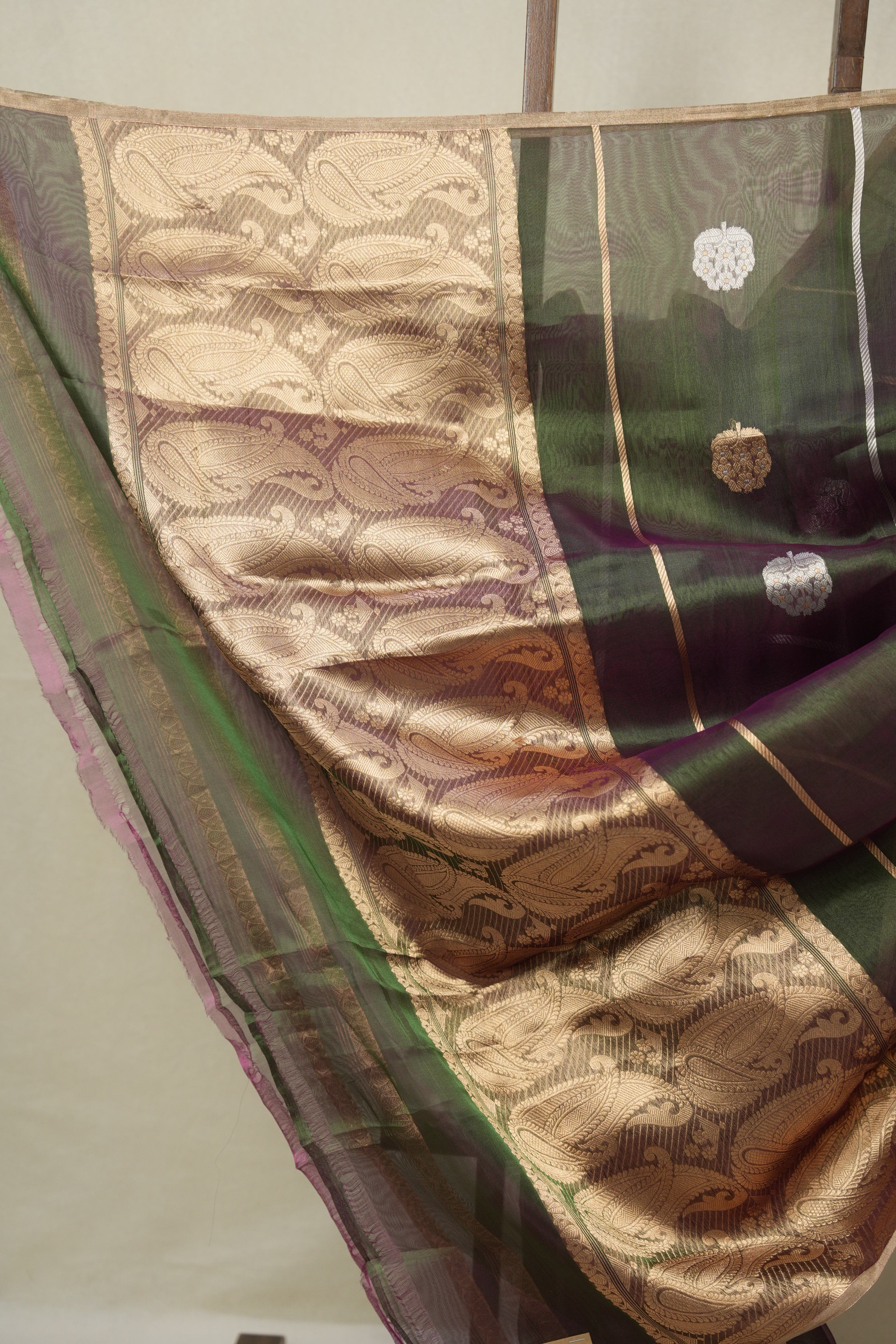 Two Tone Green Tissue Banarasi Silk Saree - SRTTGTBSS61