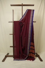 Maroon Narayan Peth Cotton Saree - SRMNPCS30