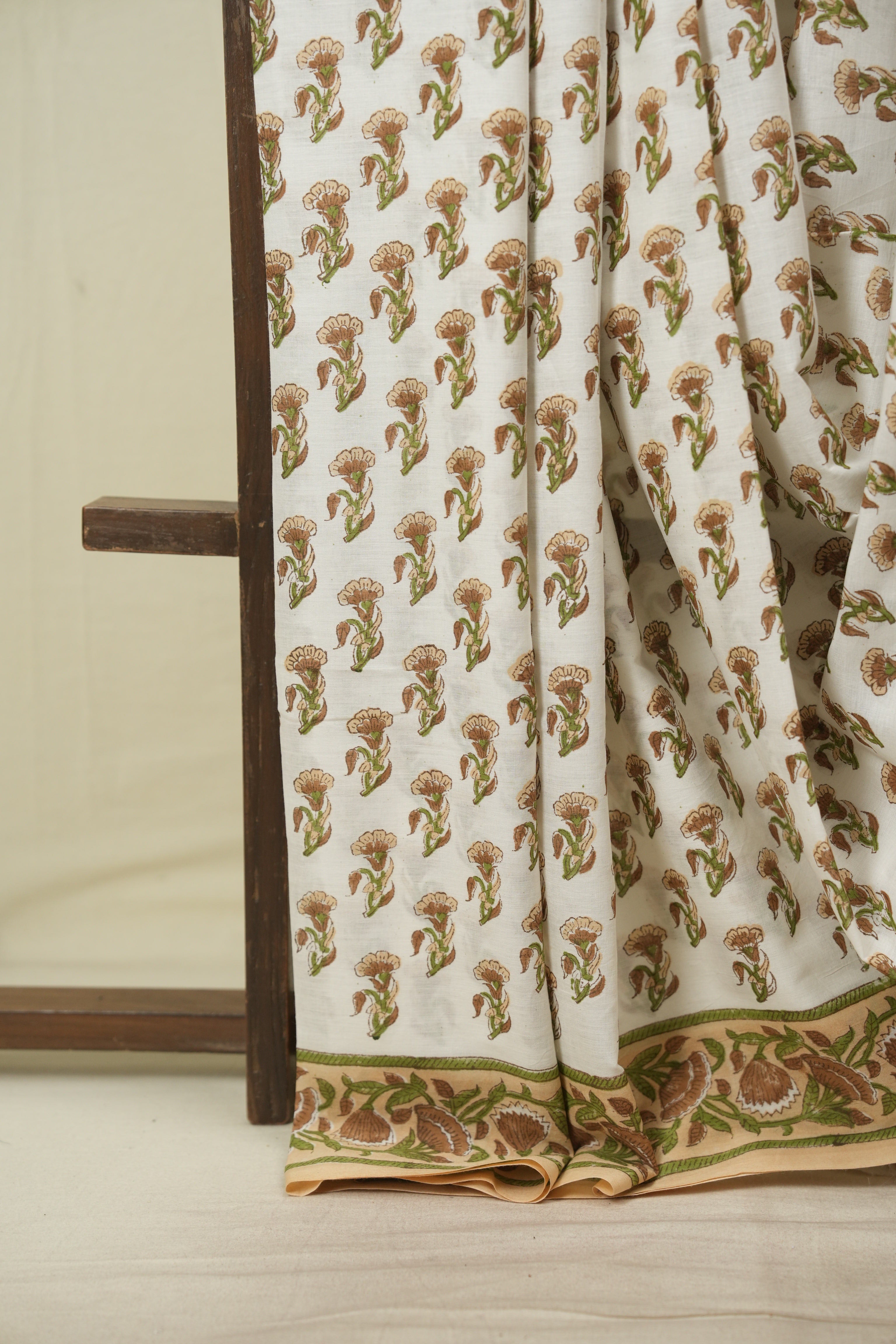 White HBP Cotton Saree - SRWCS3733