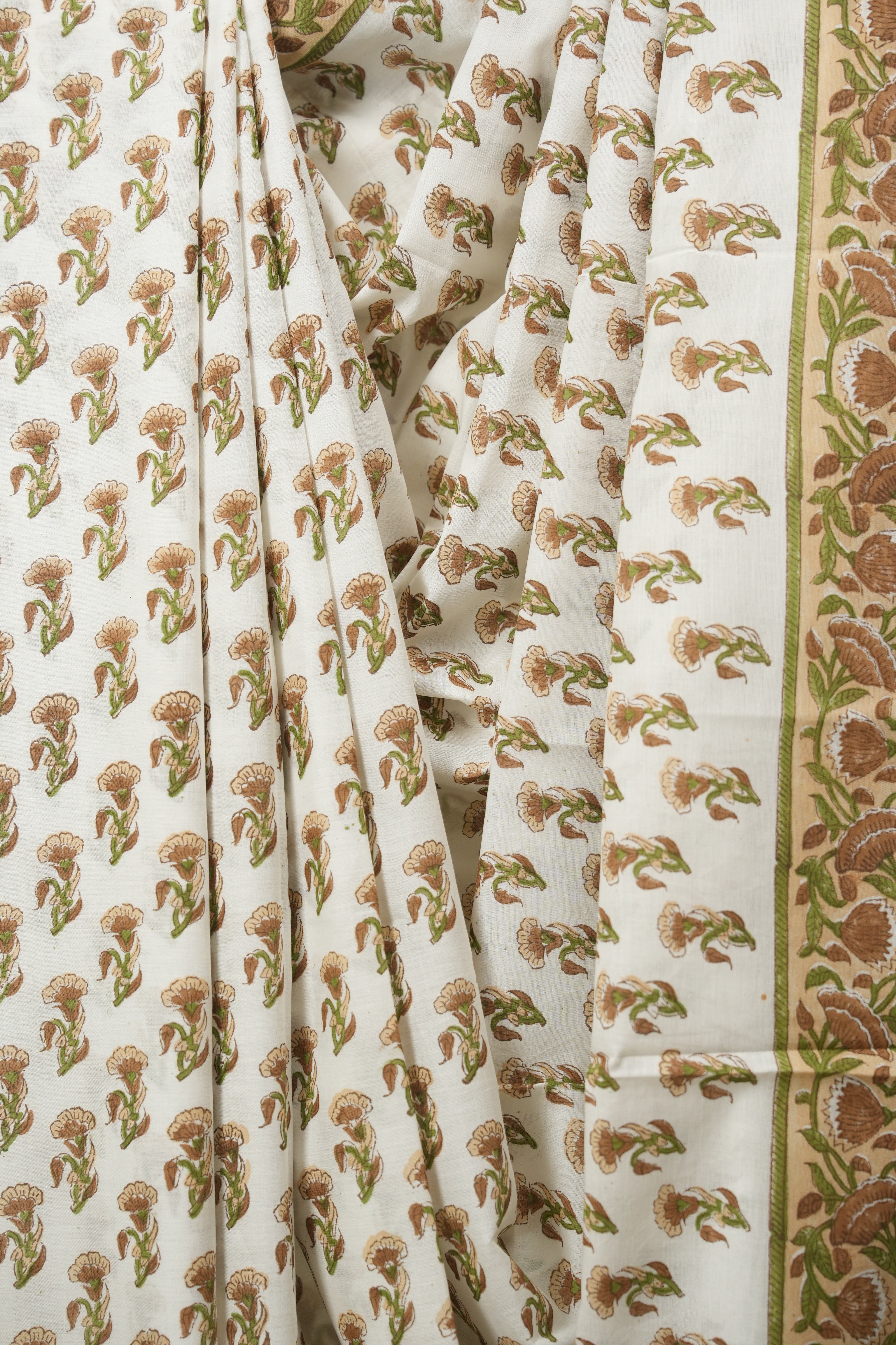 White HBP Cotton Saree - SRWCS3733