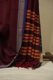 Maroon Narayan Peth Cotton Saree - SRMNPCS30