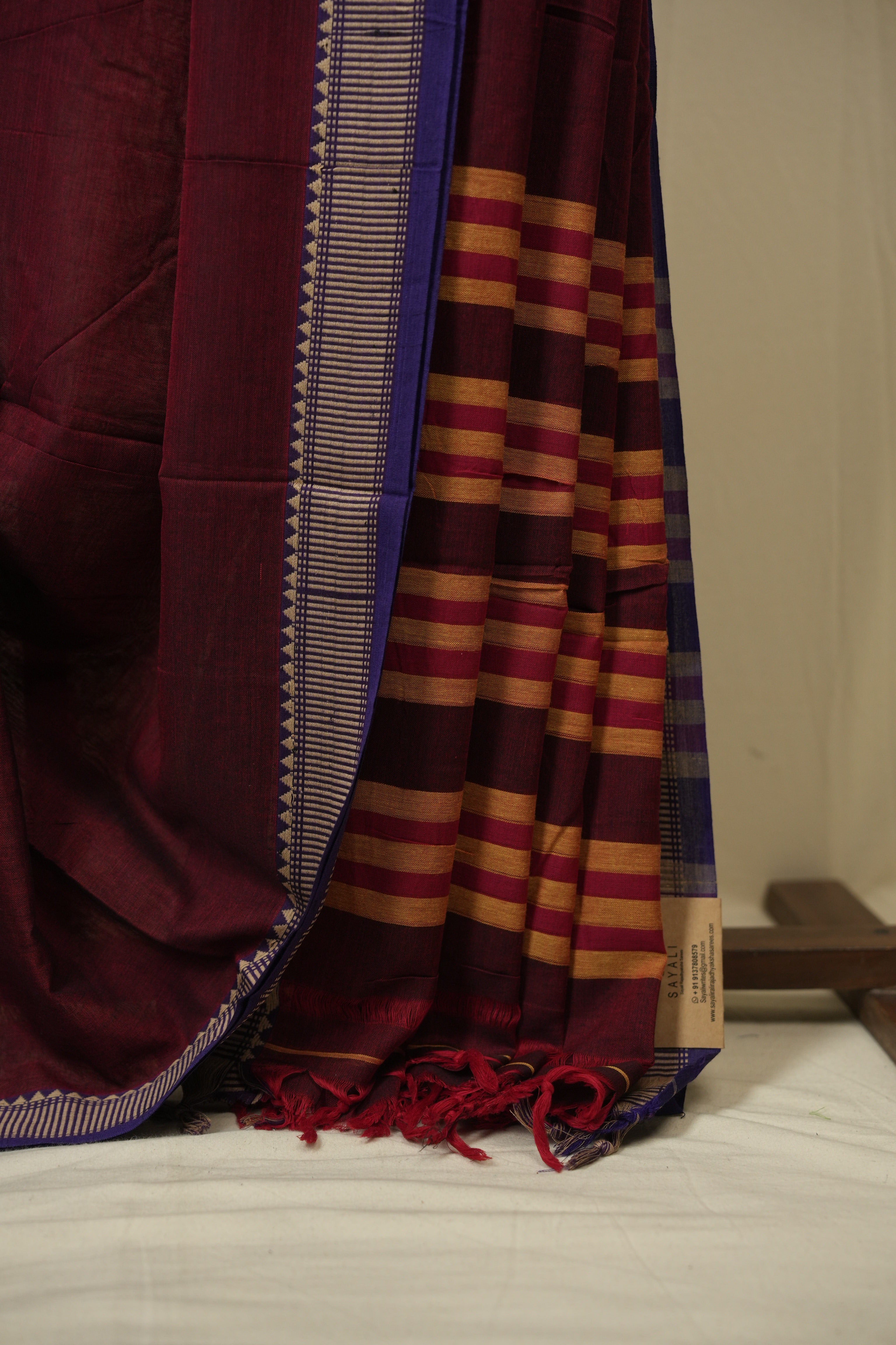 Maroon Narayan Peth Cotton Saree - SRMNPCS30