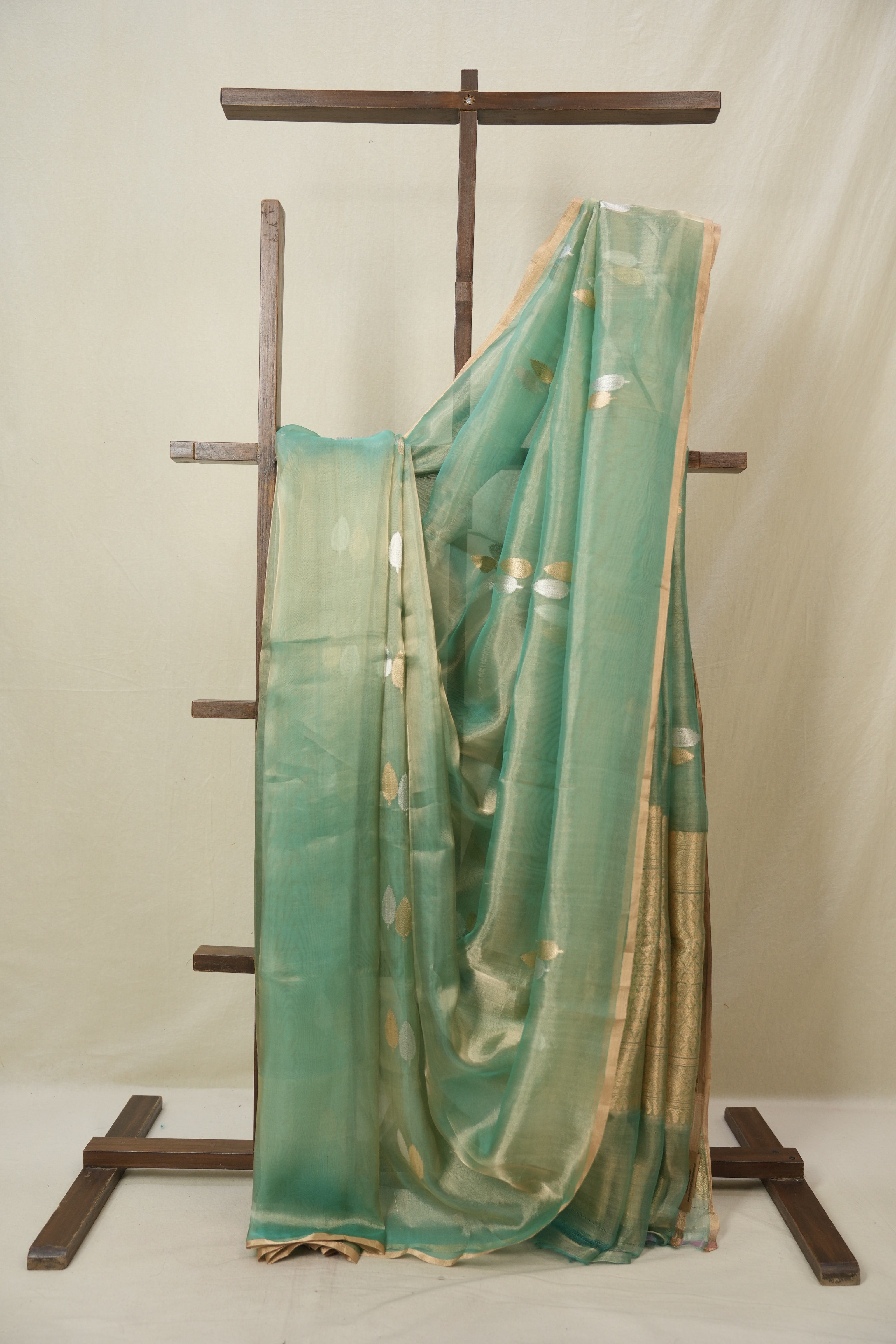 Turquoise Green Tissue Banarasi Silk Saree - SRTGTBSS60