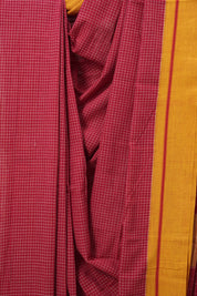Red Big Checks Cotton Patteda Anchu Saree - SRRPAS235