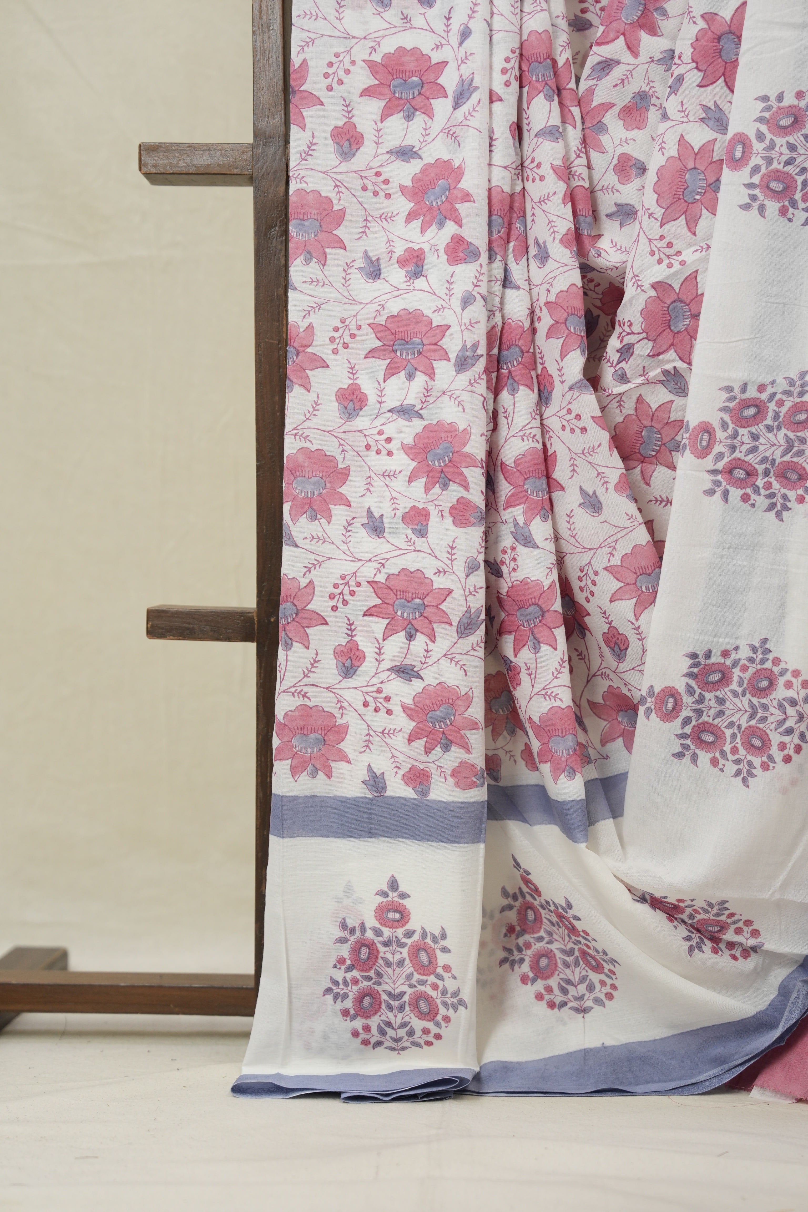 White HBP Cotton Saree - SRWCS3231