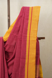 Red Big Checks Cotton Patteda Anchu Saree - SRRPAS235
