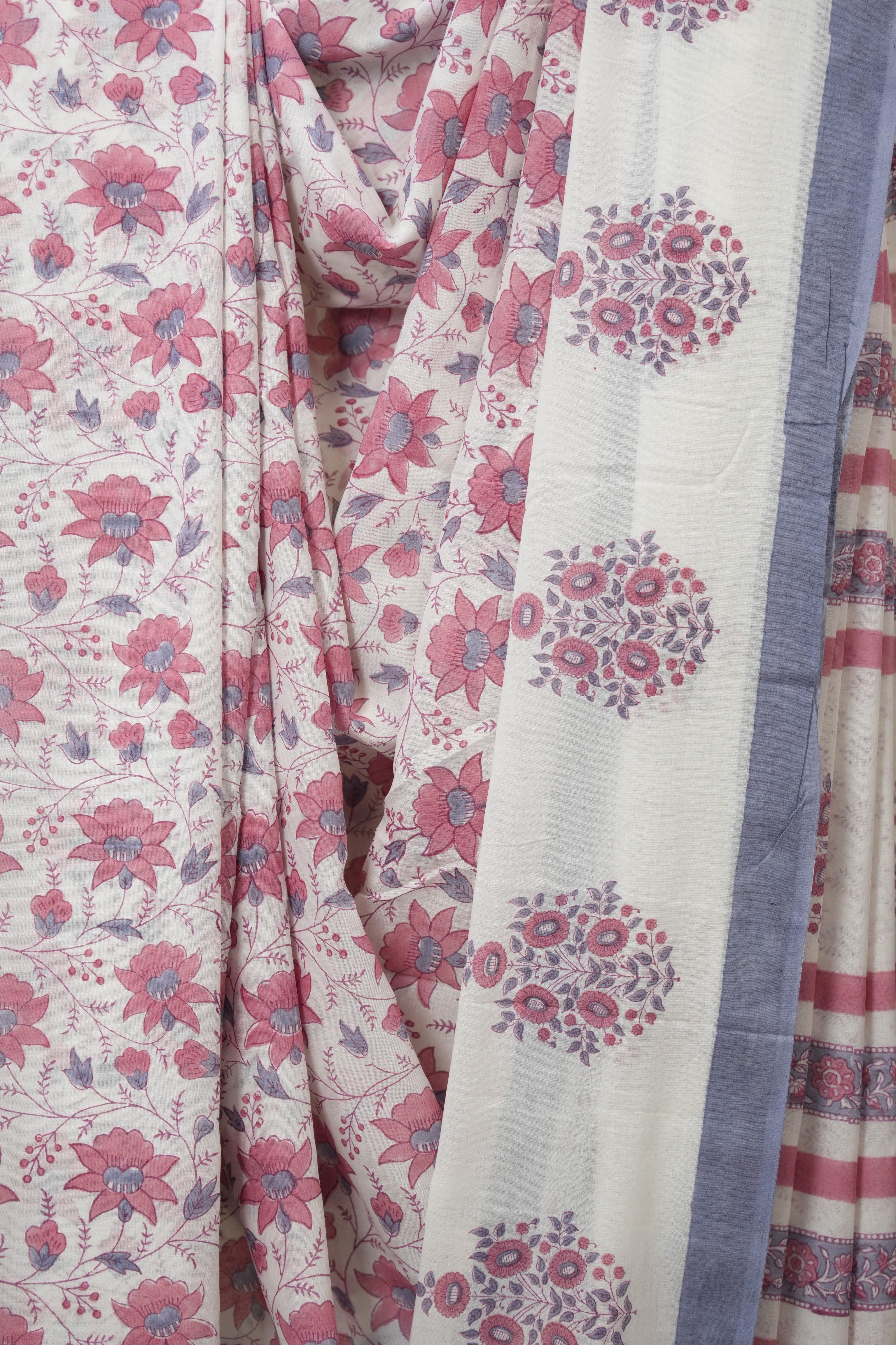 White HBP Cotton Saree - SRWCS3231