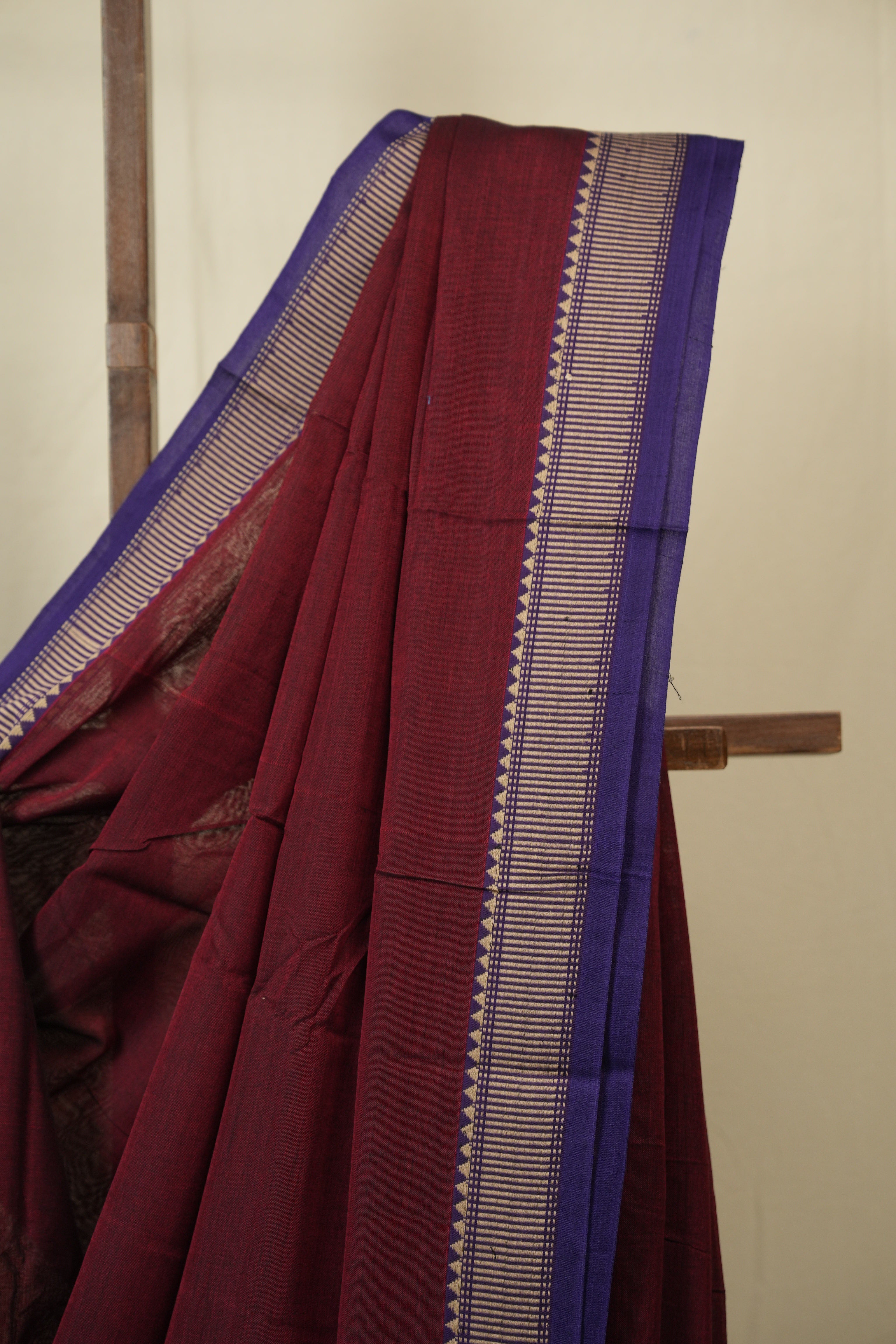 Maroon Narayan Peth Cotton Saree - SRMNPCS30