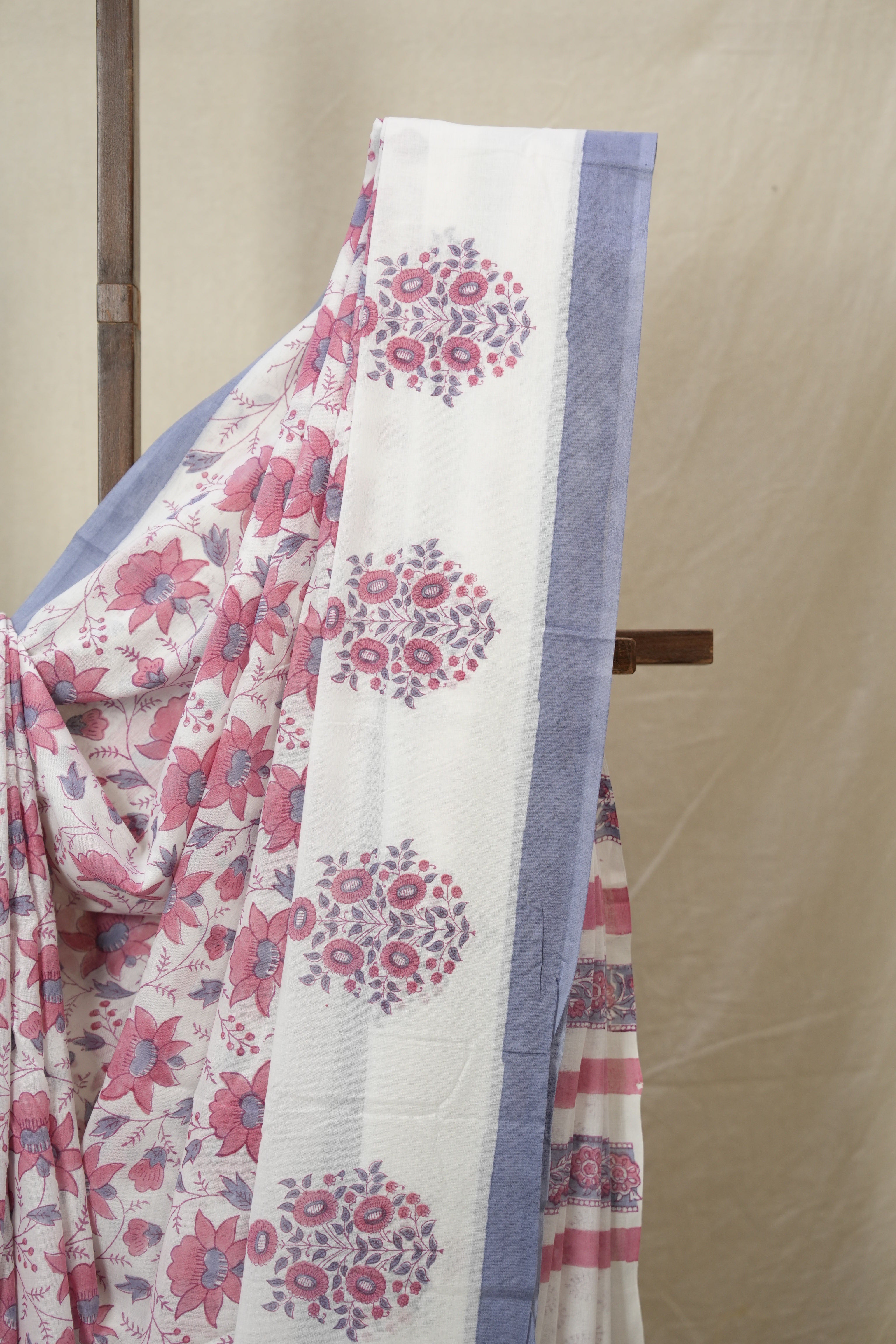 White HBP Cotton Saree - SRWCS3231