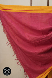 Red Big Checks Cotton Patteda Anchu Saree - SRRPAS235