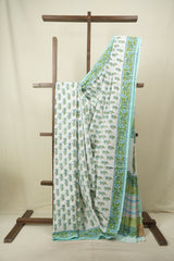 White HBP Cotton Saree - SRWCS3732