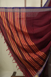 Maroon Narayan Peth Cotton Saree - SRMNPCS30