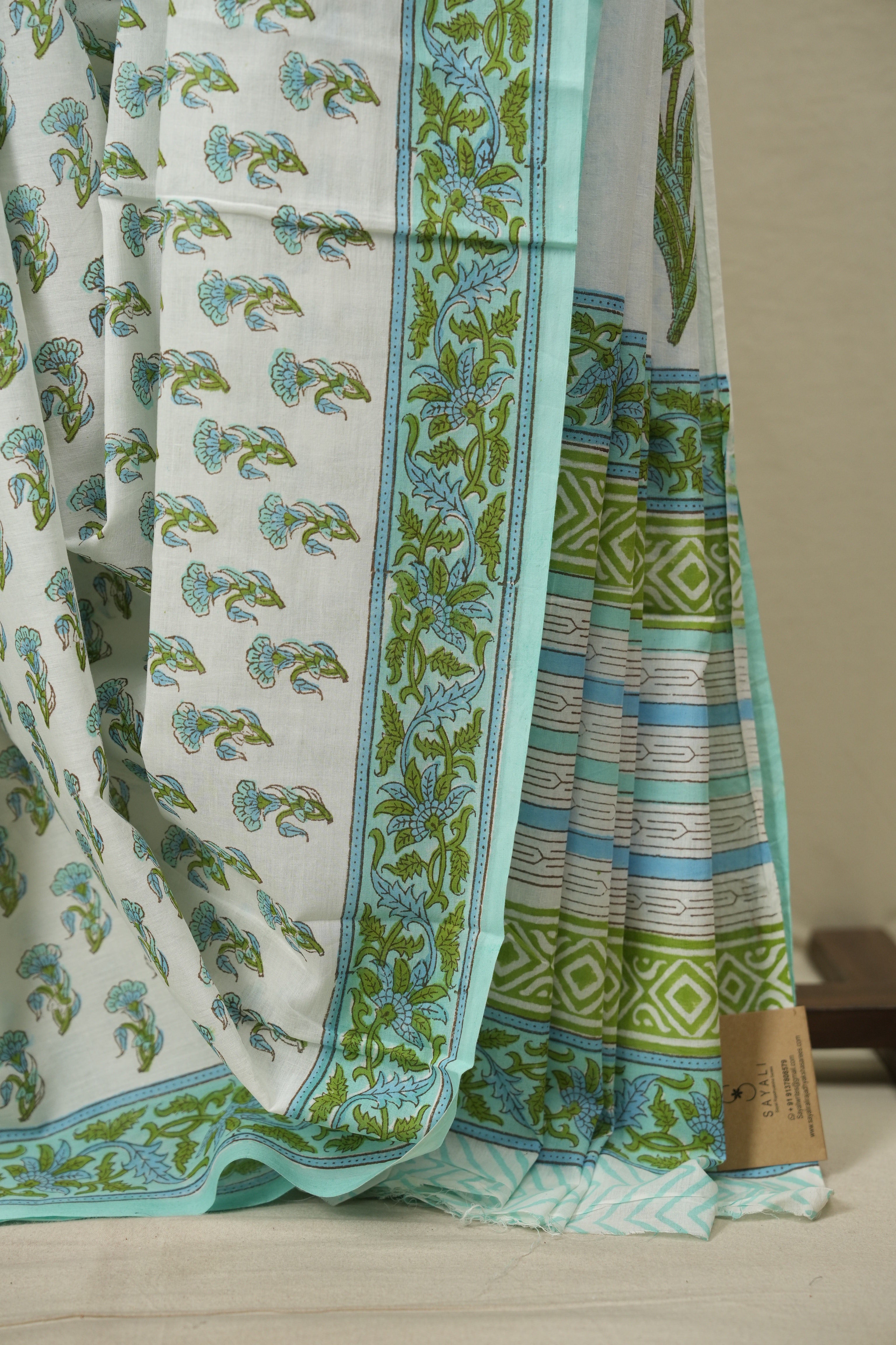 White HBP Cotton Saree - SRWCS3732
