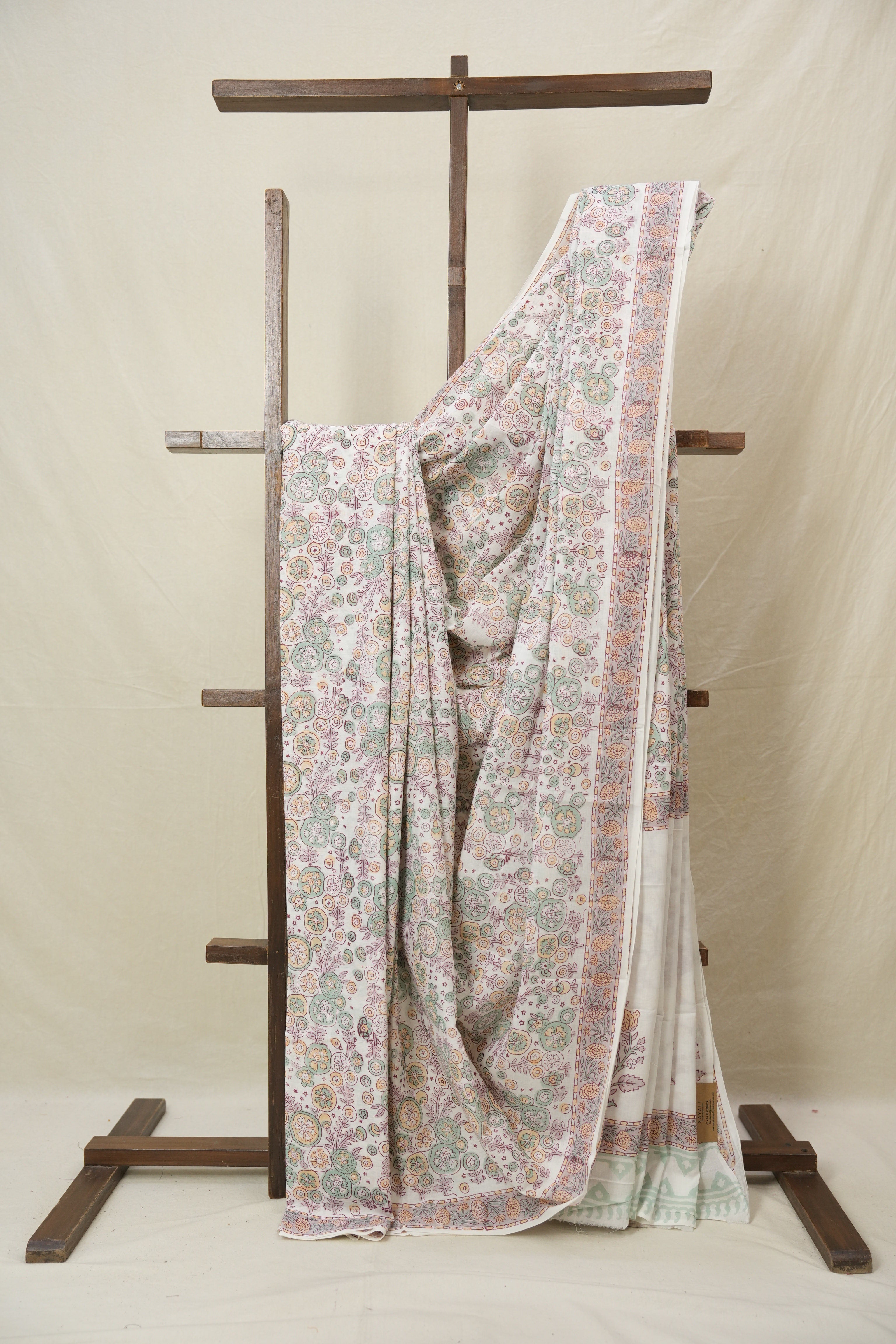 White HBP Cotton Saree - SRWCS3230