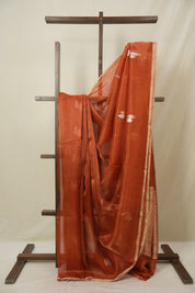 Rust Orange Tissue Banarasi Silk Saree - SRROTBSS66