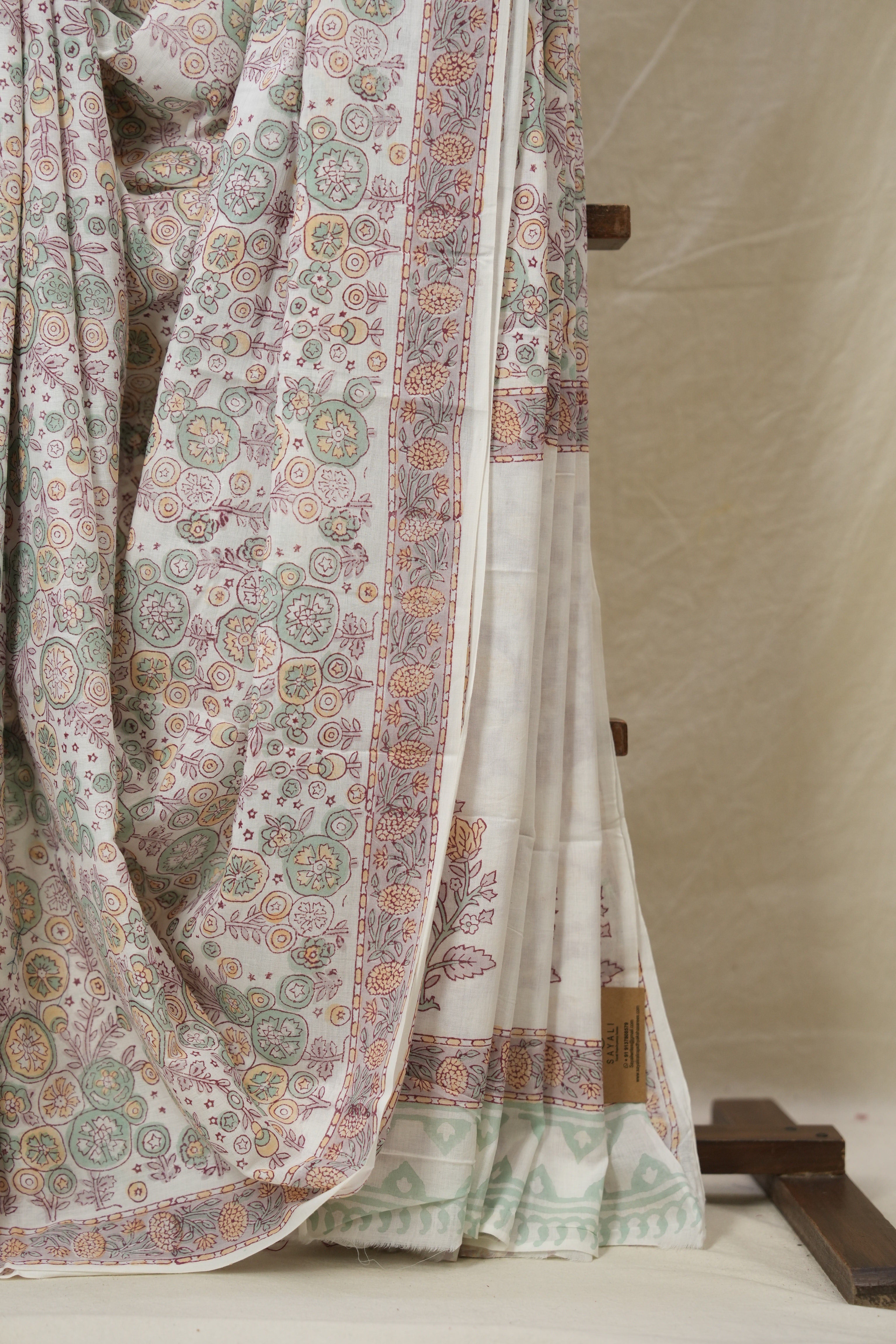 White HBP Cotton Saree - SRWCS3230