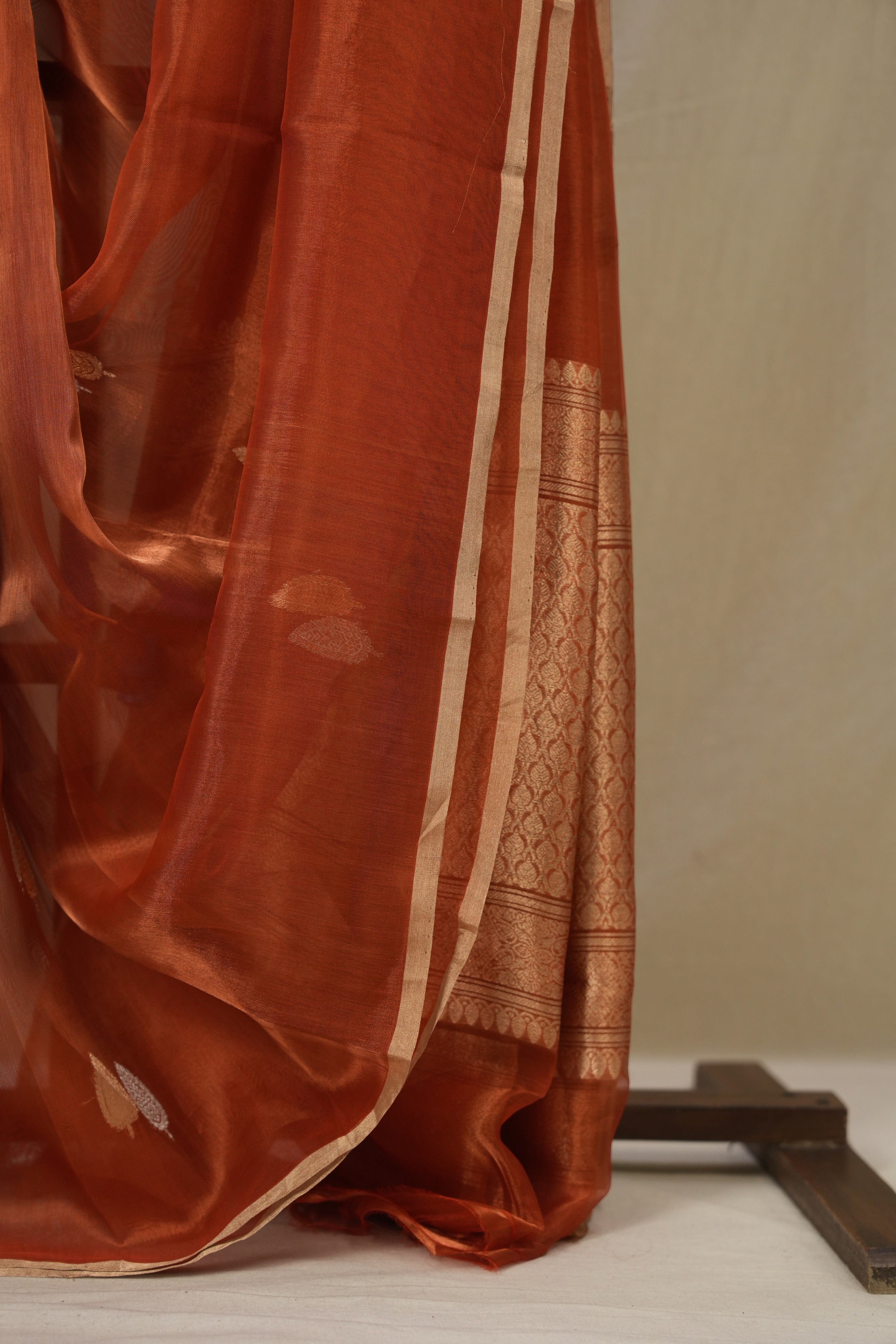 Rust Orange Tissue Banarasi Silk Saree - SRROTBSS66