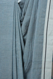 Blue Small Checks Cotton Patteda Anchu Saree - SRBPAS243