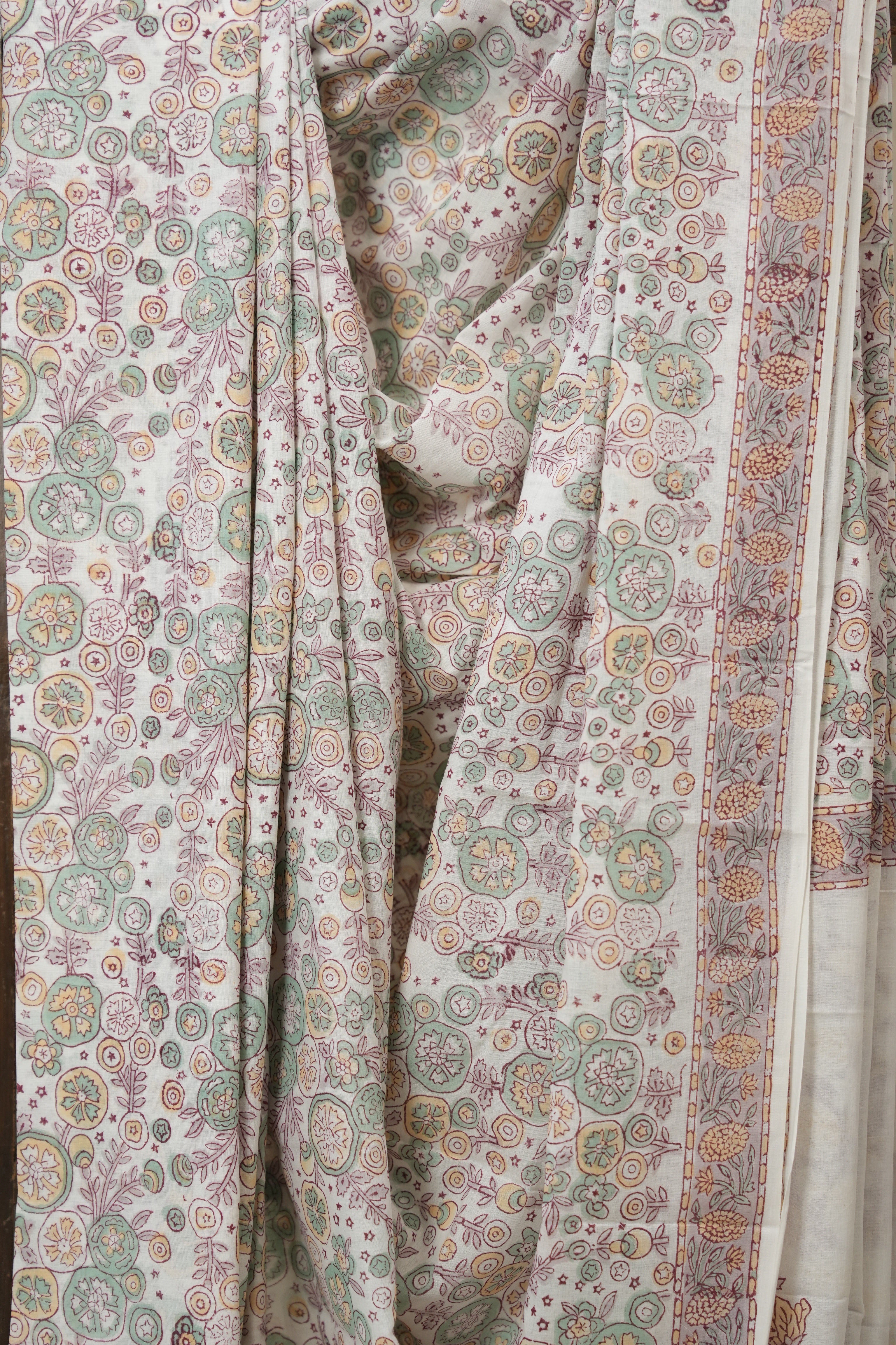 White HBP Cotton Saree - SRWCS3230