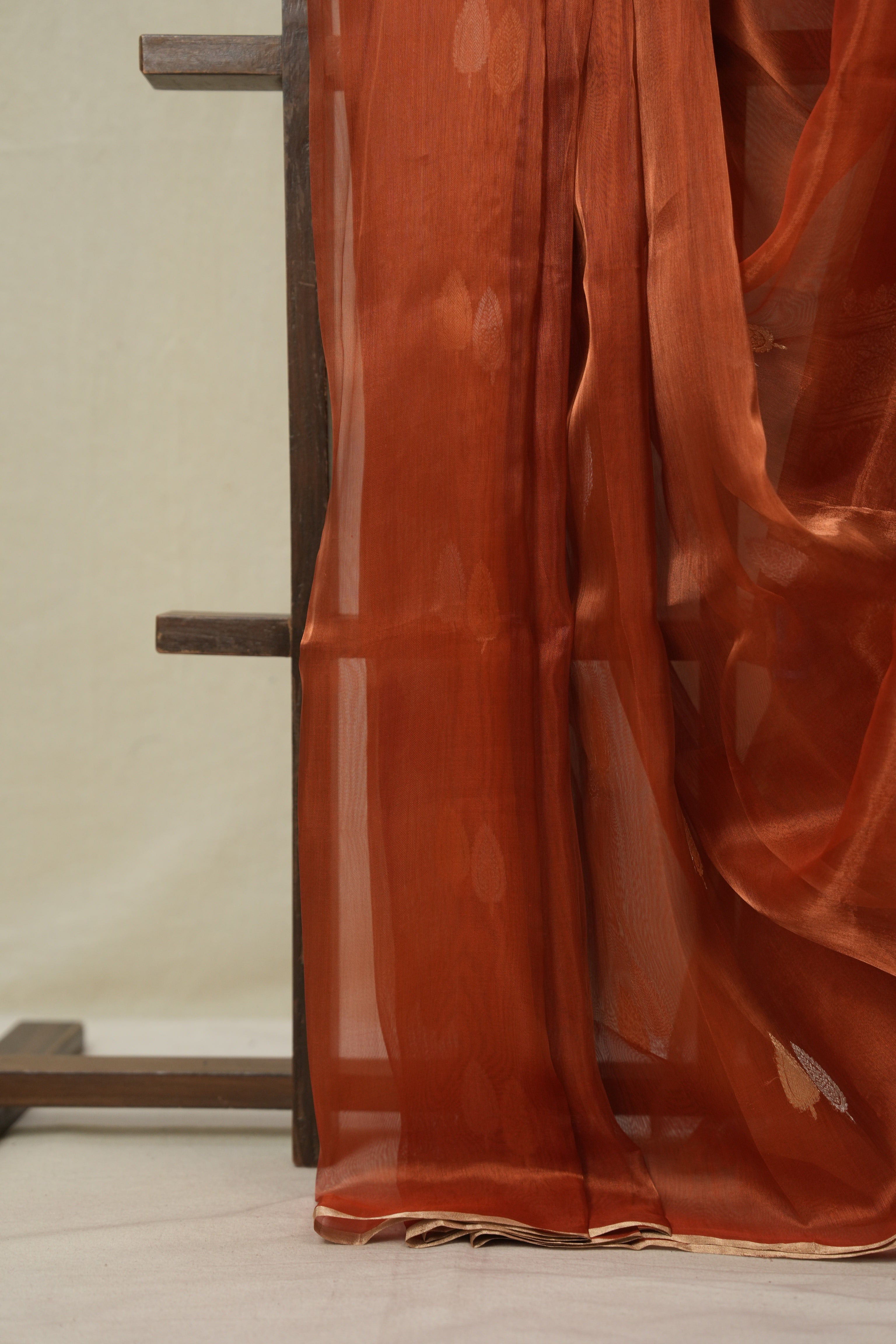 Rust Orange Tissue Banarasi Silk Saree - SRROTBSS66
