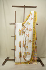 White HBP Cotton Saree - SRWCS3730