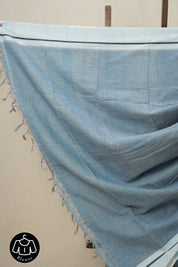 Blue Small Checks Cotton Patteda Anchu Saree - SRBPAS243