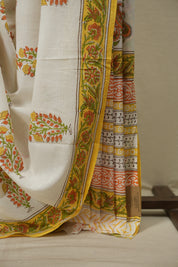 White HBP Cotton Saree - SRWCS3730