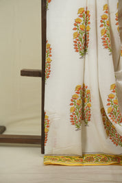White HBP Cotton Saree - SRWCS3730