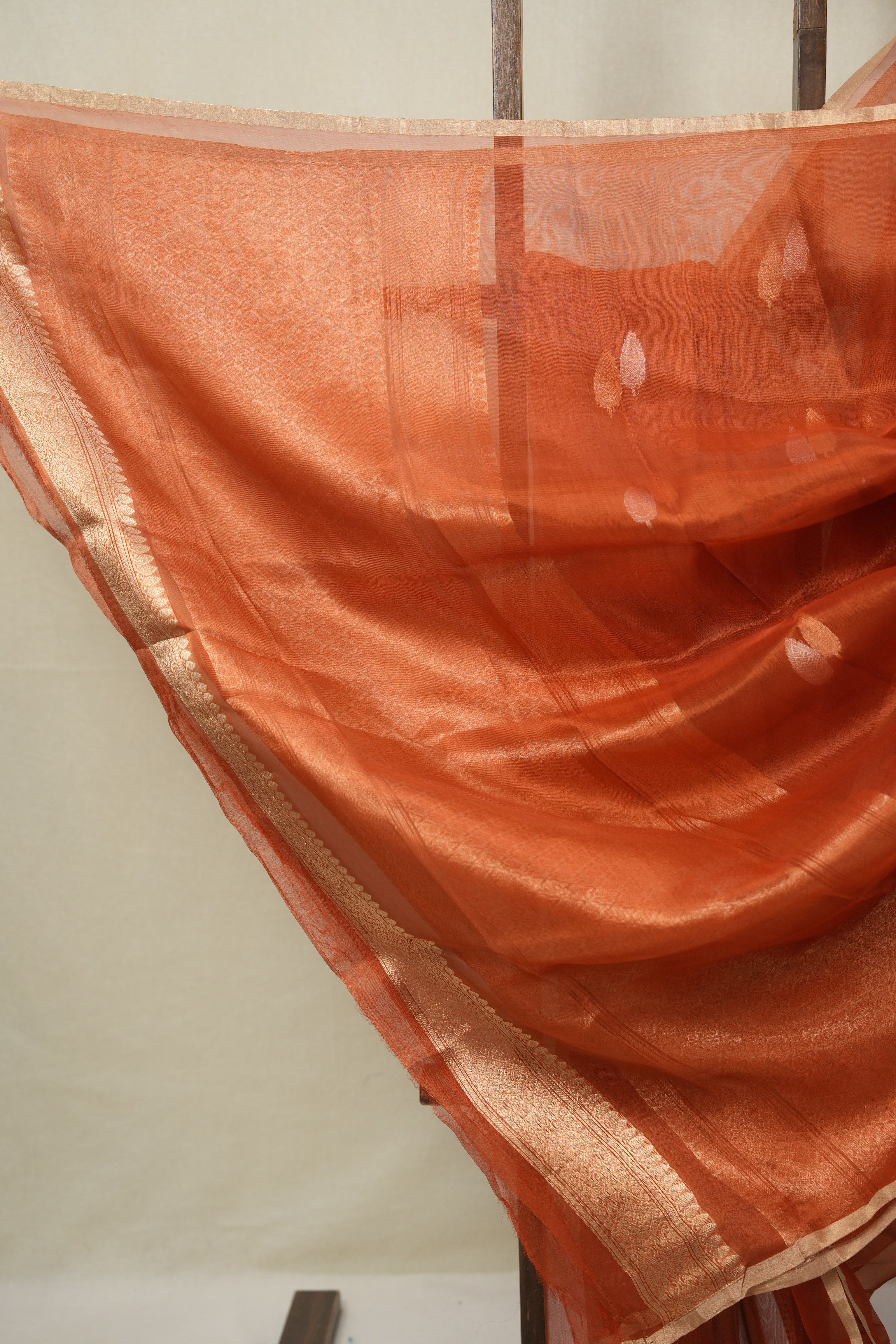 Rust Orange Tissue Banarasi Silk Saree - SRROTBSS66