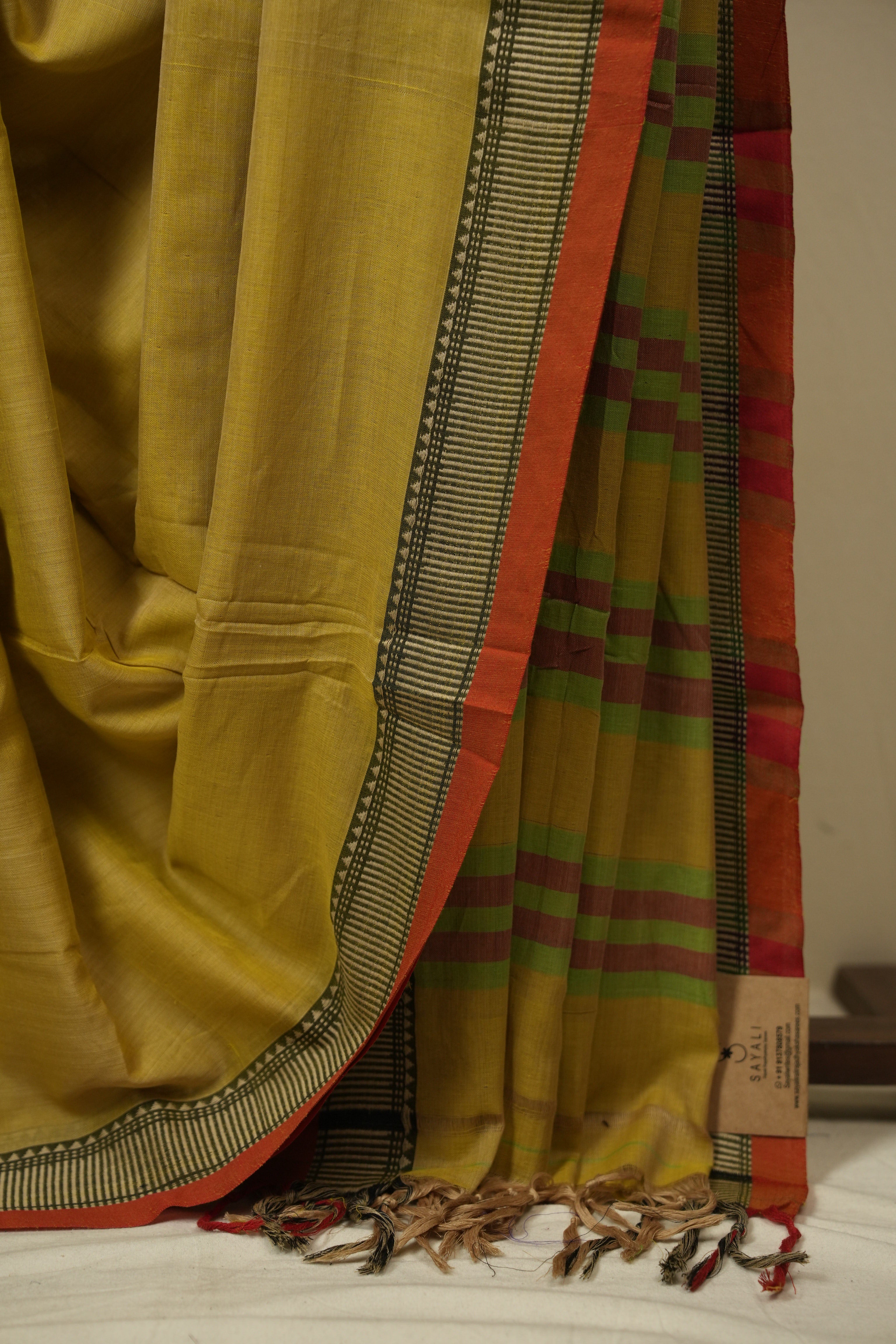 Yellow Narayan Peth Cotton Saree - SRYNPCS32